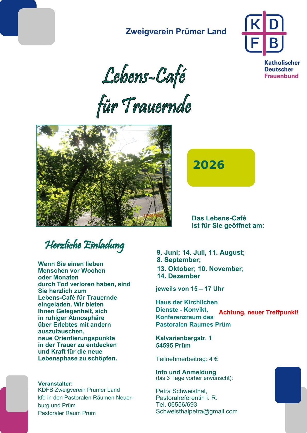LebensCafé für Trauernde 2026 NEU (c) KDFB Prümer Land LebensCafé für Trauernde 2026 NEU