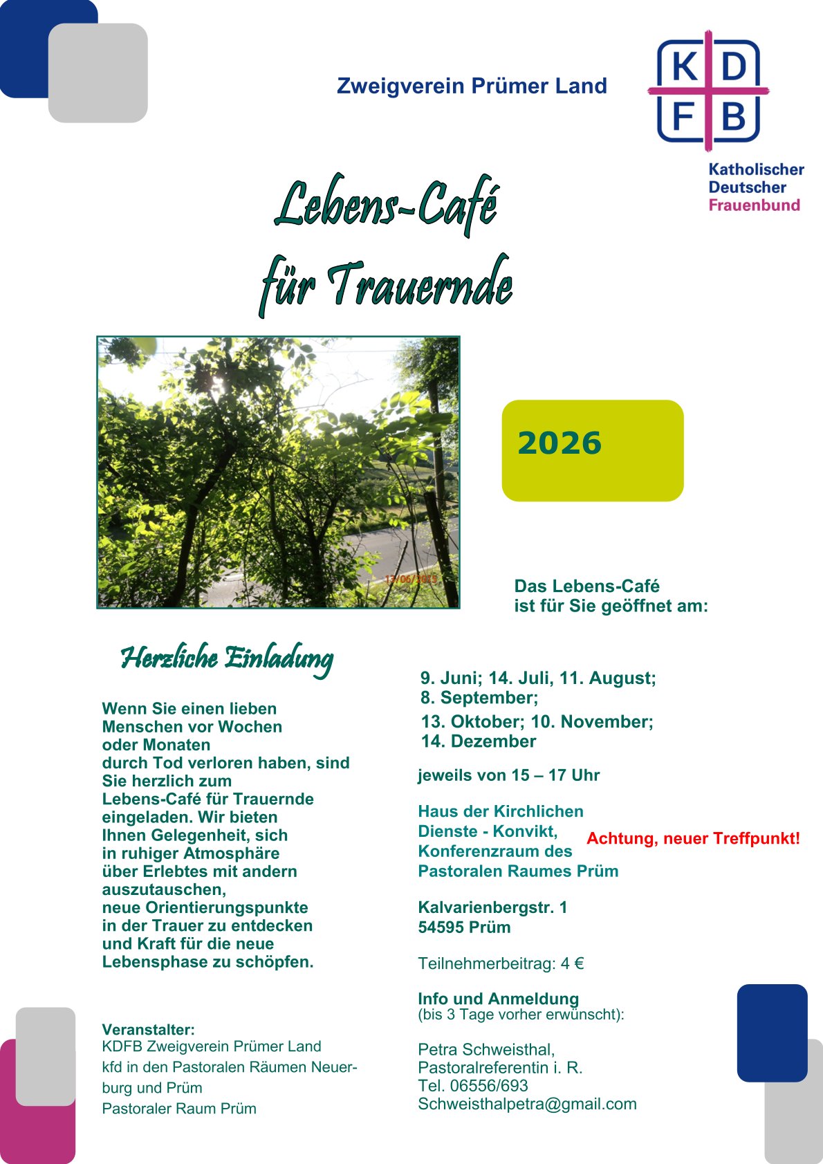 LebensCafé für Trauernde 2026 NEU (c) KDFB Prümer Land LebensCafé für Trauernde 2026 NEU
